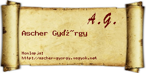 Ascher György névjegykártya